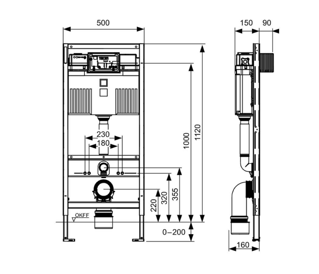 Seinasisene WC-poti paigaldusraam TECE H112 - Image 2